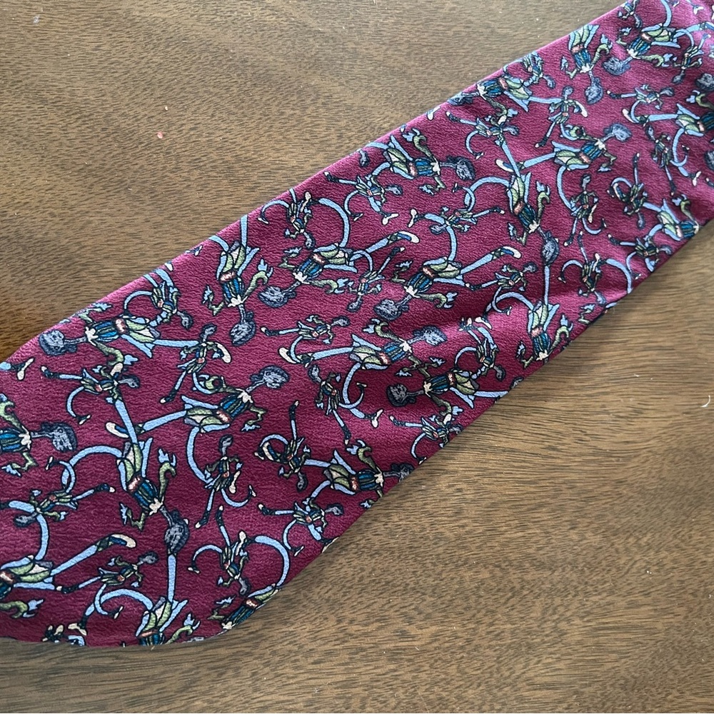 Men’s Jerry Garcia 100% Silk Stonehenge Floral Maroon Red Tie USA Grateful Dead